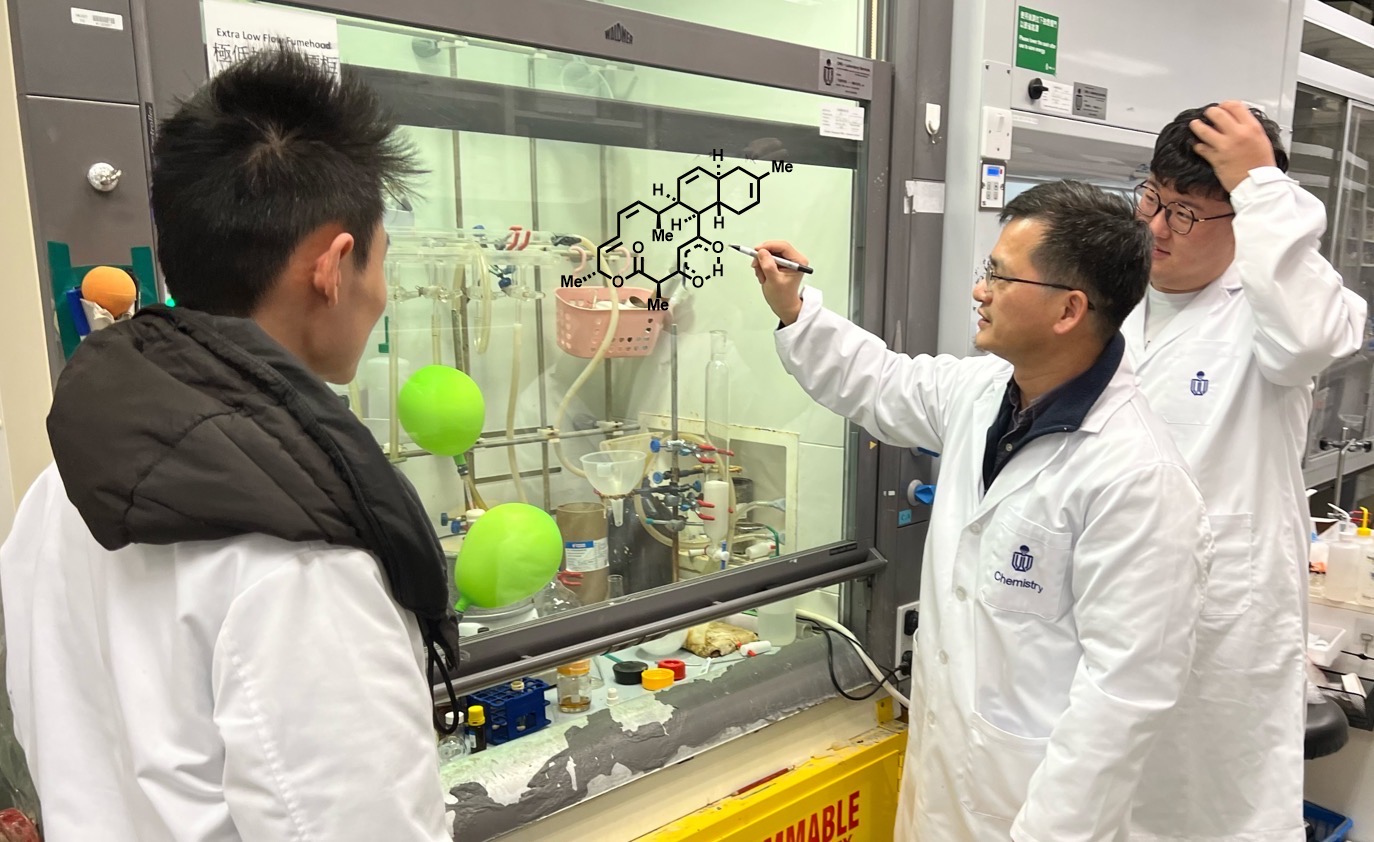 A research team led by Prof. TONG Rongbiao, Associate Professor of the Department of Chemistry at HKUST (middle) 