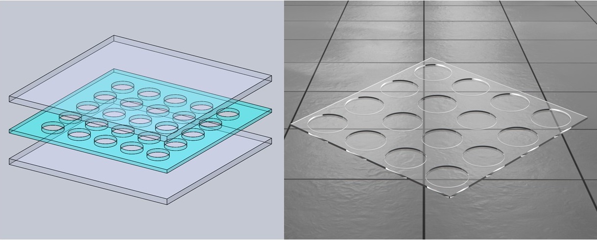 Simulation of the new glass design which allows sound transmission.