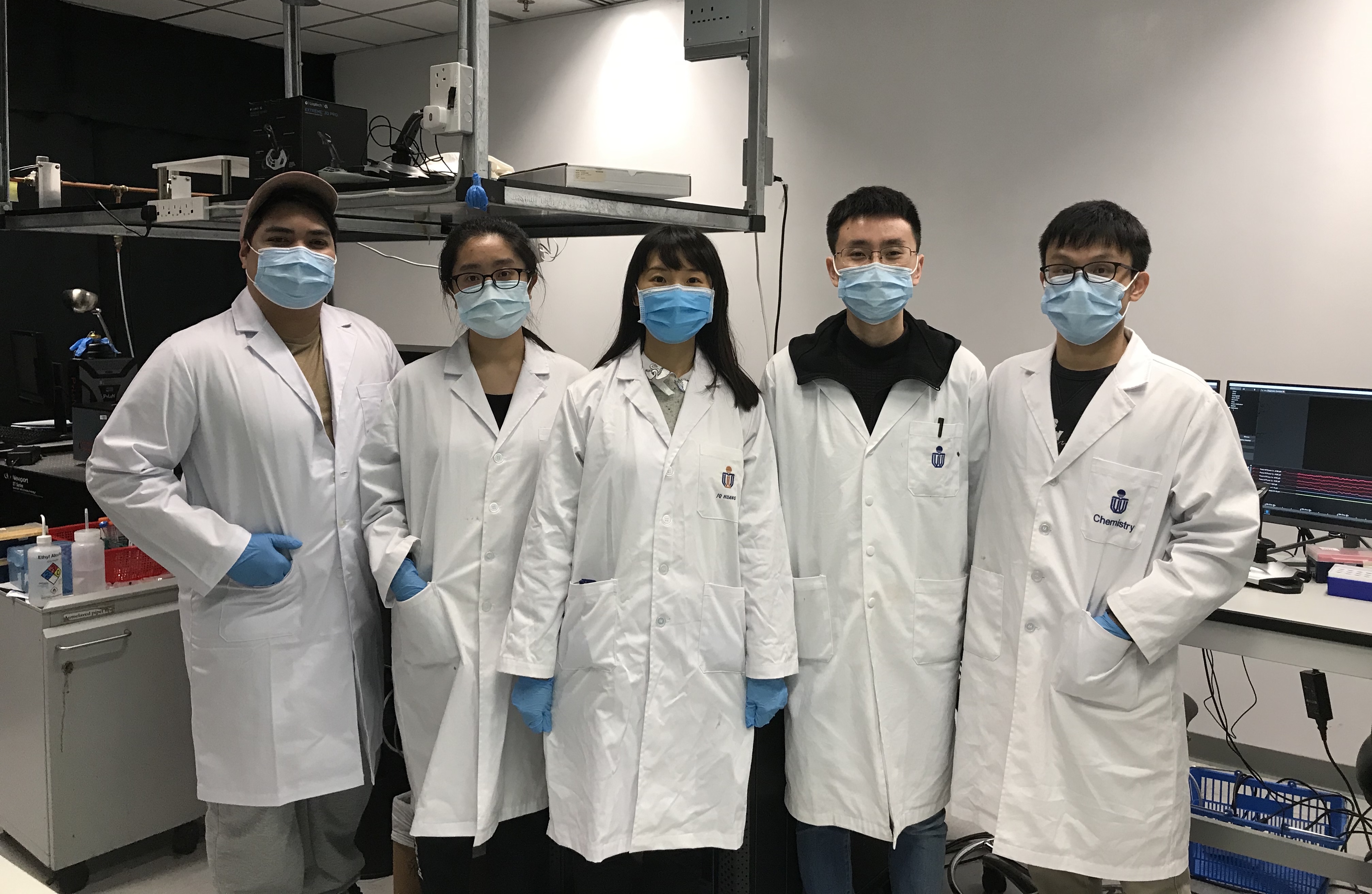 Prof. Huang (third left) and her research team.